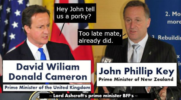 Lord Ashcroft's bff's - Crosby-Textors cardboard cut-out prime ministerial liars